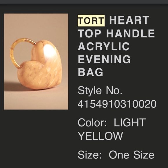 Last one!🎀Anthro Yellow TortHeart Bag w/dust bag~sold out ltd ed!💝#Rare #SoldOut - Picture 6 of 11